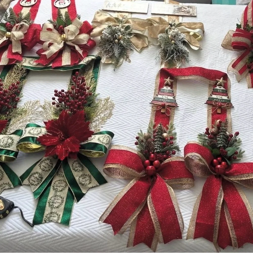 Over The Door Double Christmas Swag.  Christmas Bow/ Wreath /Ribbon Swag custom